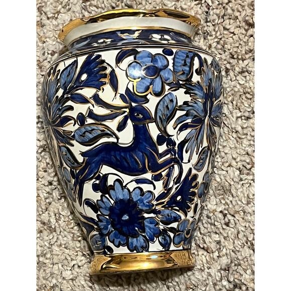 IKAROS RHODES Greek  Wall Pocket Deer Cobalt Blue & Gold Trim - Picture 8 of 11